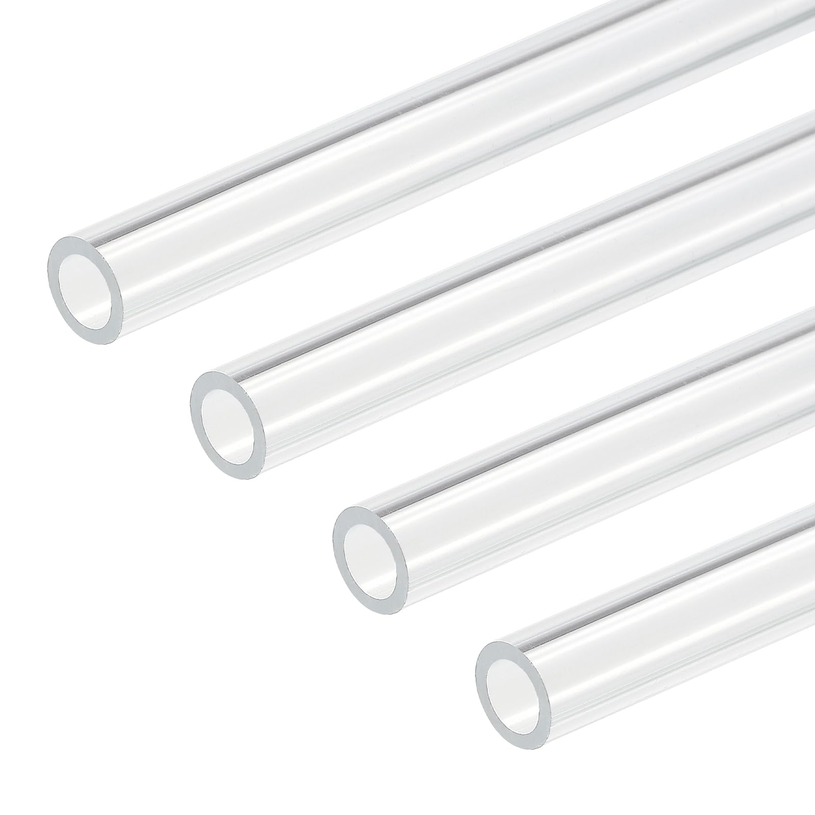 DMiotech 4Pcs Tubo de Plástico Rígido de Acrílico Transparente de 5 mm x 8 mm (3/16" x 5/16") de 10" para Tubería de Acuario, Sistema de Enfriamiento de Agua, Fontanería