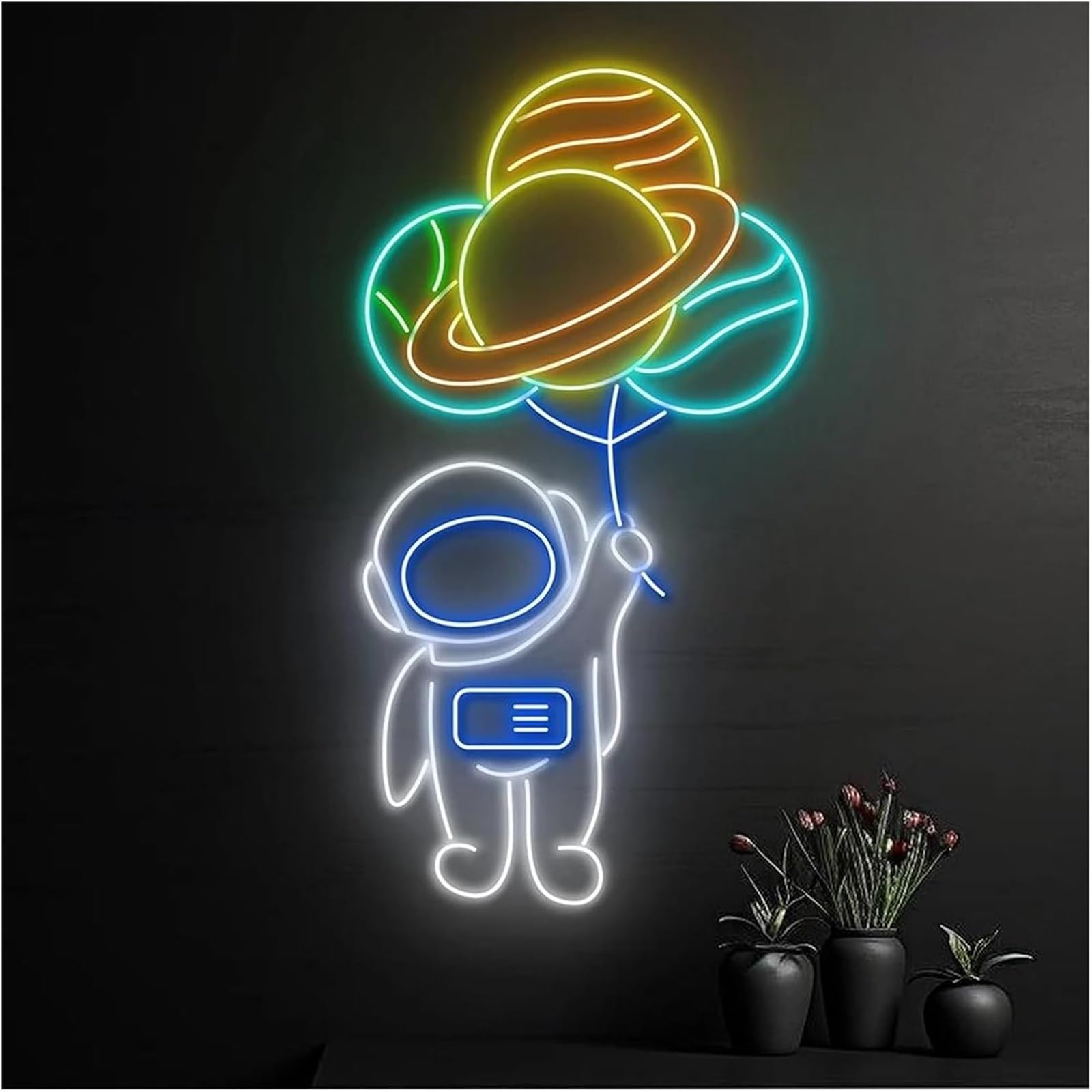 Wexxaii neon Light Sign Soothing Atmosphere for Galaxy Balloon Shaped Neon Signs Powered by Adjustable Brightness