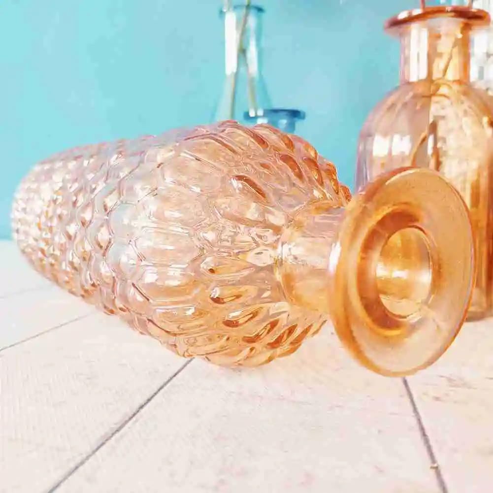 Clear Decorative Vases Small Glass Bottles Flower Vase for Flower Arrangement Party Table Centerpieces (Orange,3.14" x 4.13")