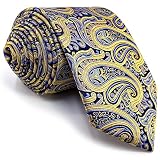 S&W SHLAX&WING Mens Ties Silk Neckties Yellow Mustard Paisley Classic Size 57.5"
