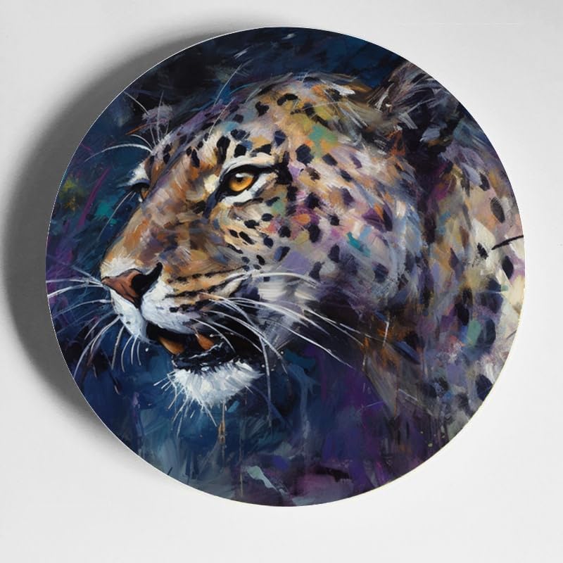 Leopard 10-inch Ceramic Plate for Wall Display or Tabletop, with Stand & Hook DP-169970864