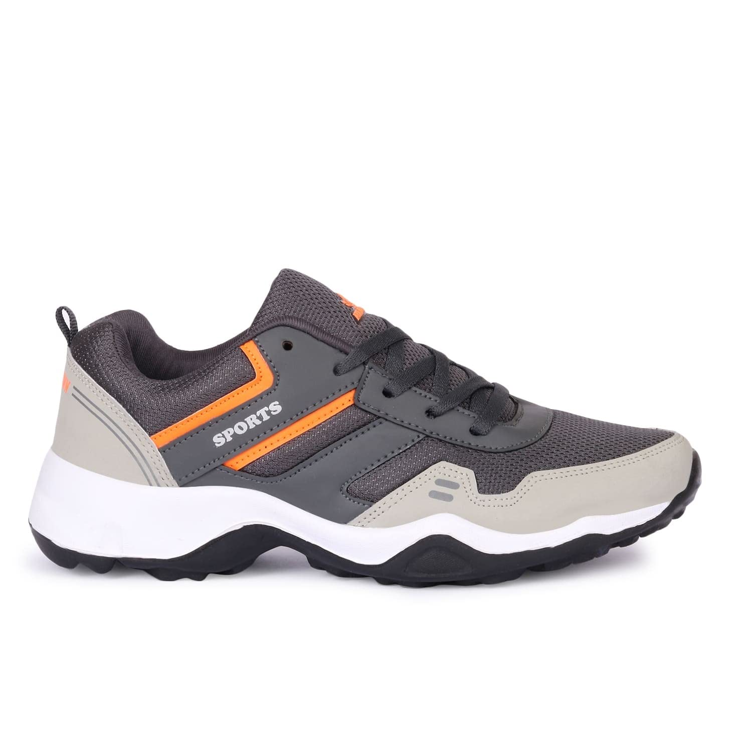 BLACKTOWN Men's D.Grey Orange Mesh Lace-Ups Walking/Outdoor Sneakers Casual Shoes/Sport Shoes for Men/Running Shoes 1