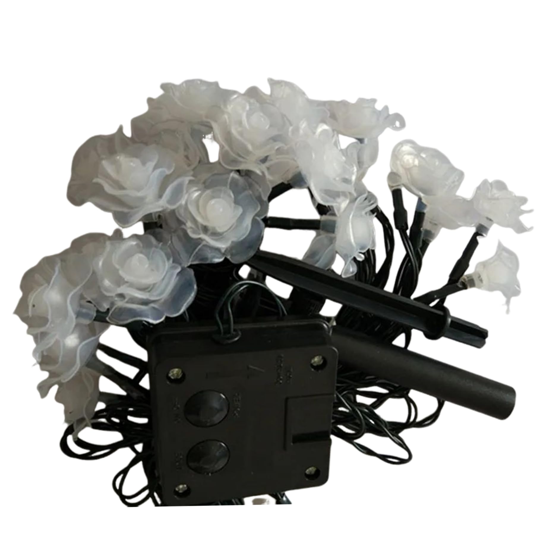 Licsaliwe Blue Solar Flower String Lights, 20Ft Rose Fairy Lights, 30 Led Waterproof Decorative For Garden, Patio