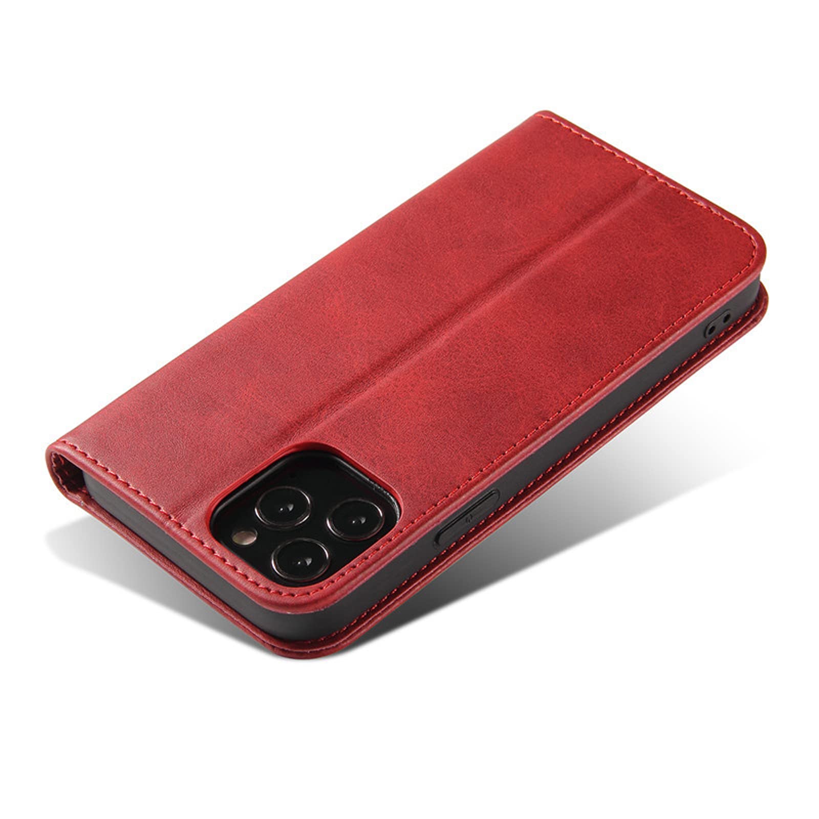 LTL Etui na telefon do iPhone 13 Mini/13/13 Pro/13 Pro Max, ręcznie robione skórzane etui z klapką z przegródkami na karty, etui na telefon, magnetyczne zamknięcie, czerwone, 13 mini 5,4 cala