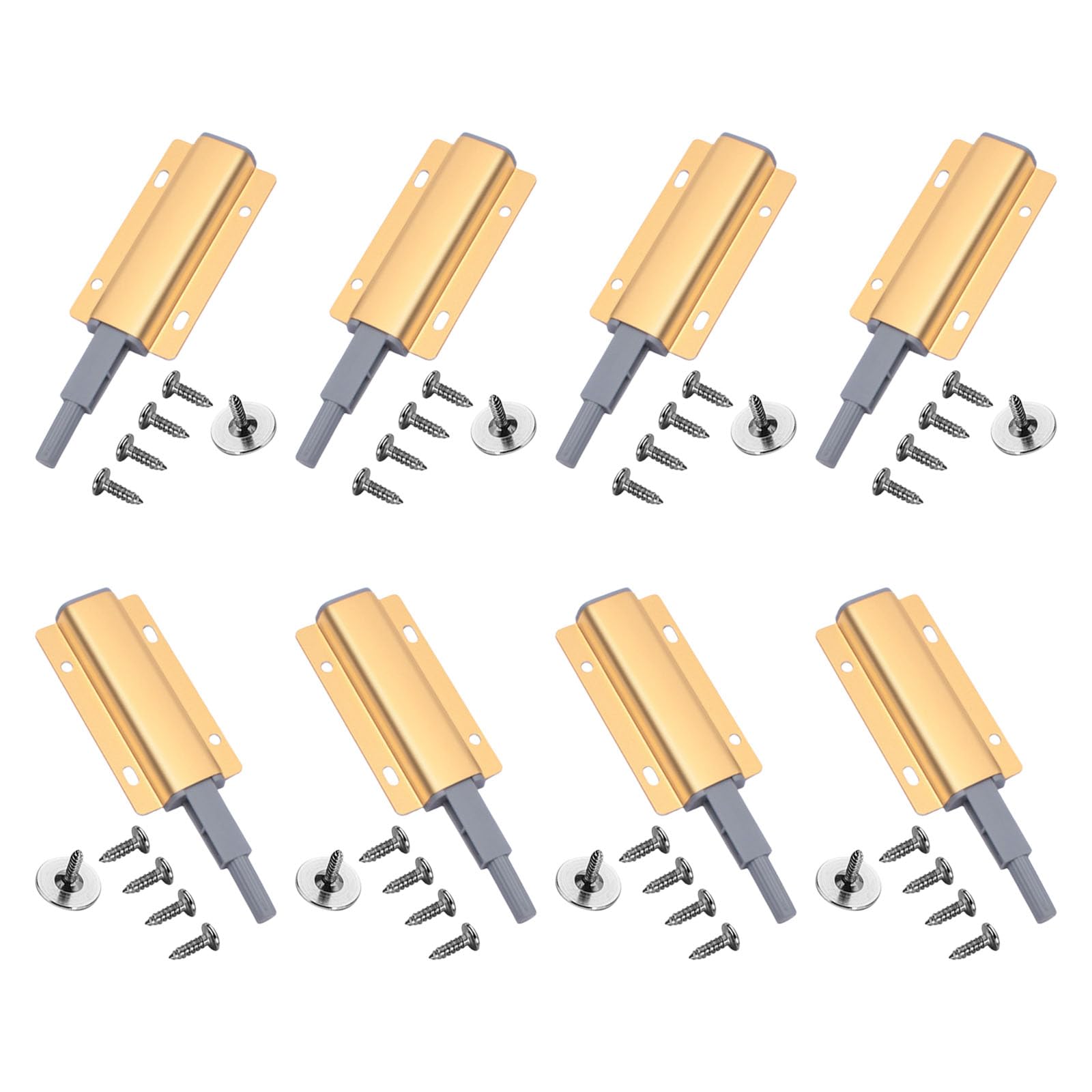 Lirrvb Gold 8 Pack Portable Sturdy Push To Open Cabinet Hardwares Accessory For Hide Door And Drawers In Elegant Color Cabinet Hardwares