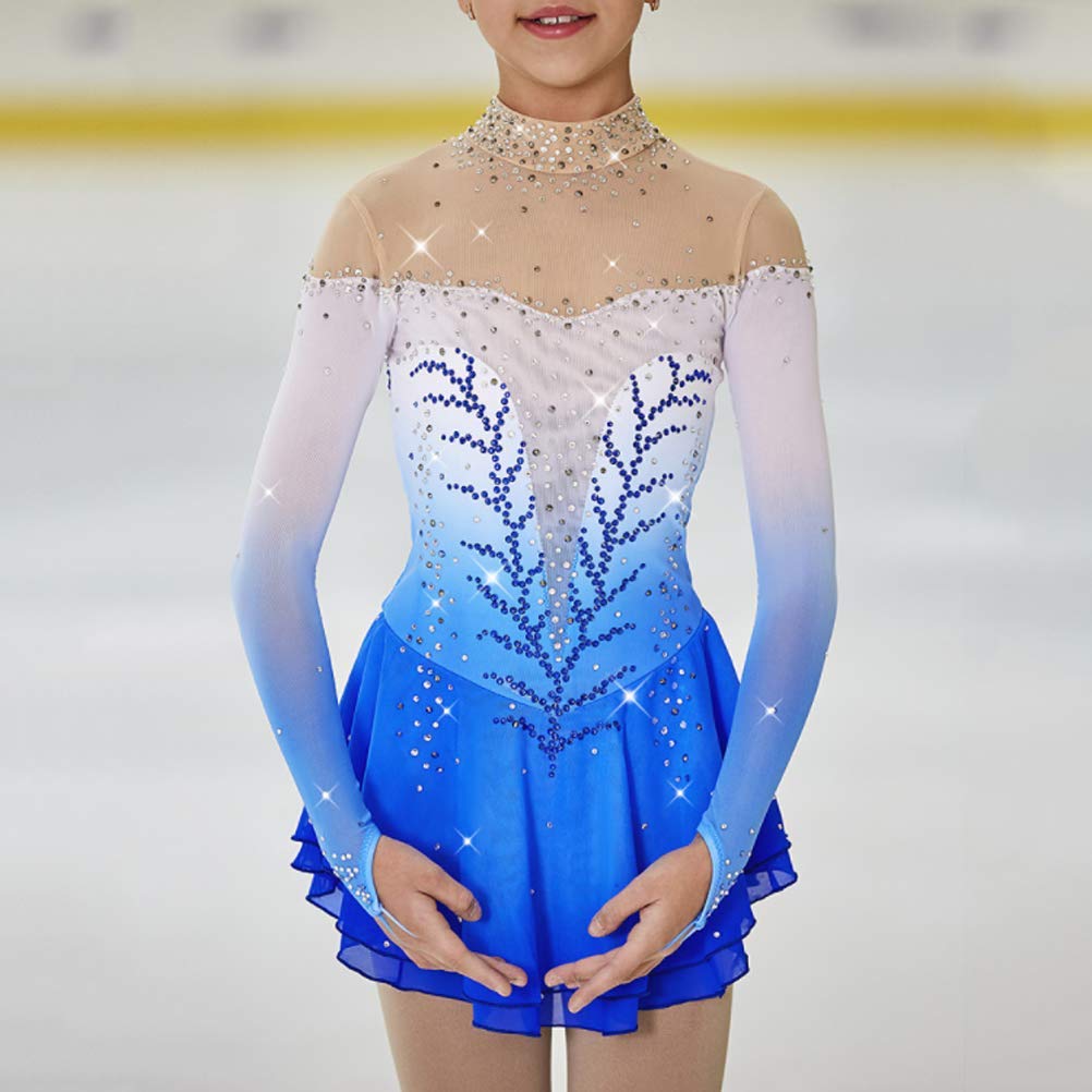 Justaucorps Danse Floral Robe Patinage Artistique Fille DPois - Brillant Floral - Justaucorps Sans Manches - Danse, Gymnastique 5-16 Ans Robe Patinage Fille