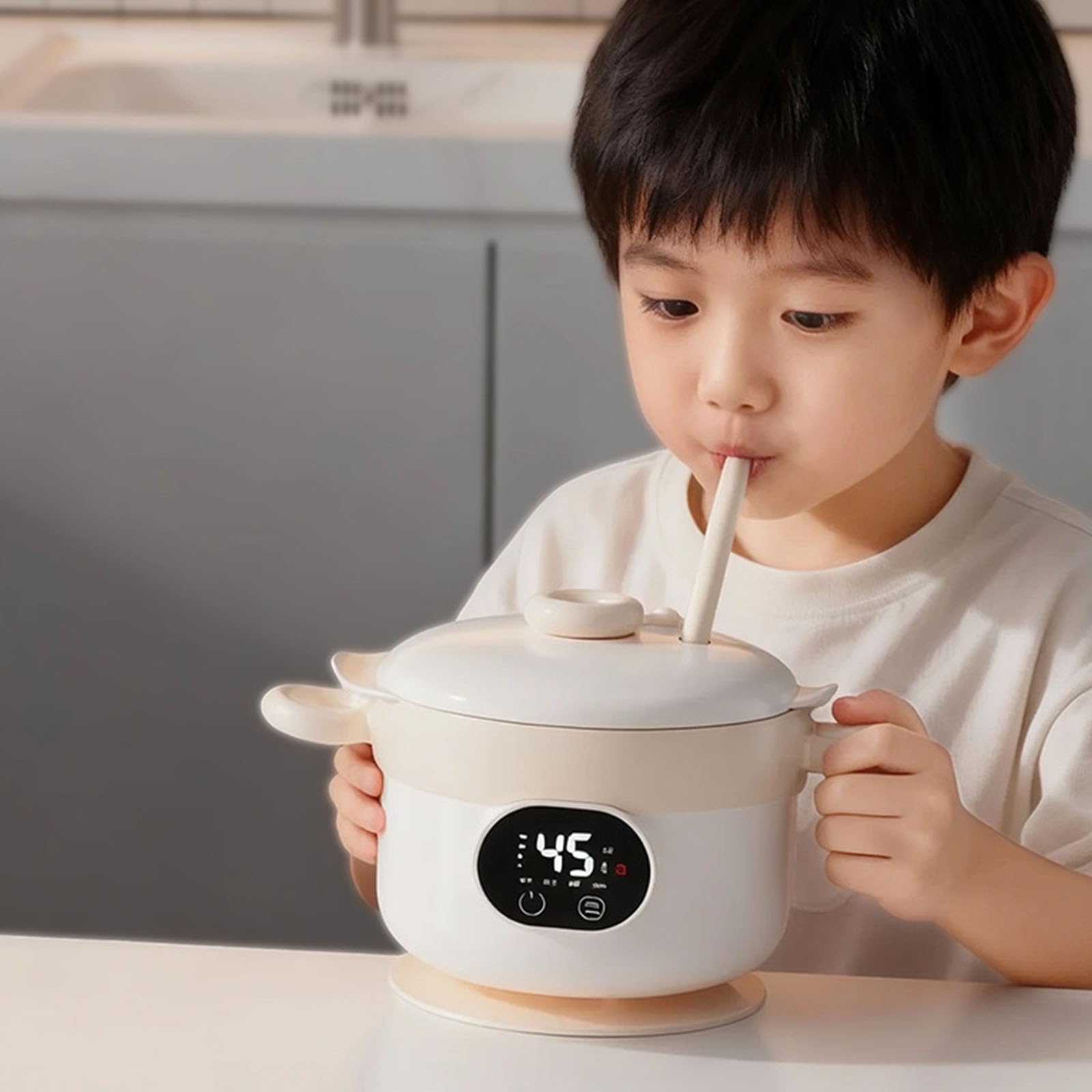 Réchauffeur de nourriture multifonction intelligent bol pour repas d'enfants y compris chauffage automatique et structure étanche bol de chargement portable