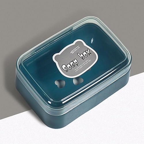 Miniatura 2 de PHILISENMALL 3pcs Plastic Soap Dish with Clear Lid Portable Candy Color Soap Drain Dish Tray Non-Slip Waterproof Plastic Sealed Soap Organizer for