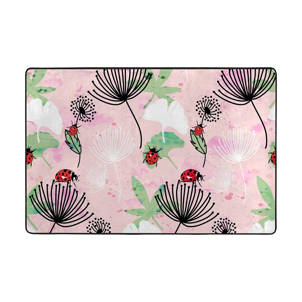 Tapis de sol velours rose corail 160x120 grand tapis salon abstrait floral