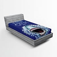 Vista 70 de Ambesonne Sábana bajera africana, estampado abstracto de líneas únicas, funda de cama con bolsillo profundo elástico para mayor comodidad