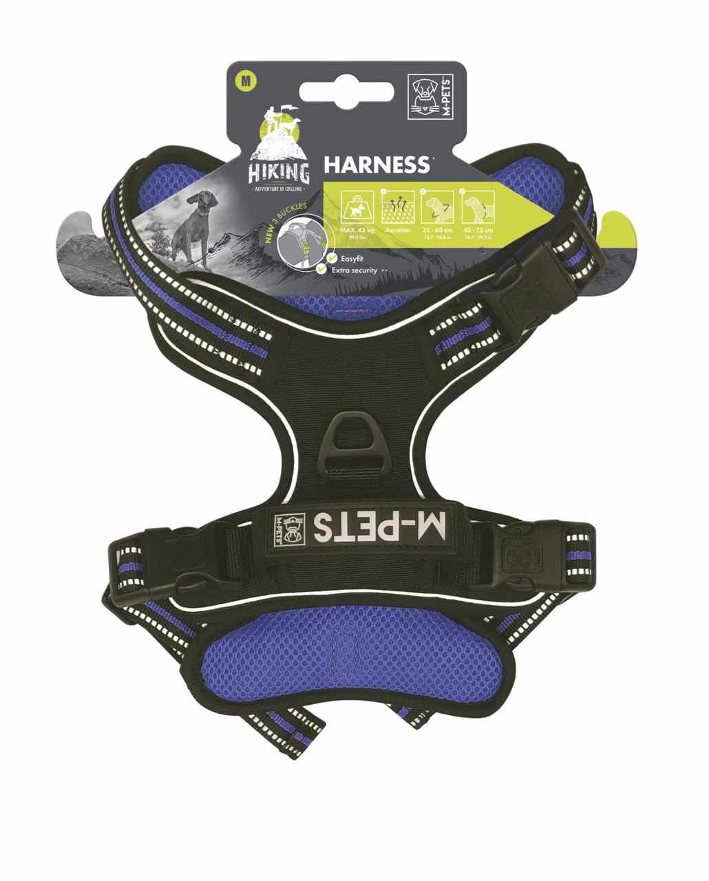 M-PETS HIKING REFLEKTÖRLÜ SOFT SIRT TASMASI BLUE (M)