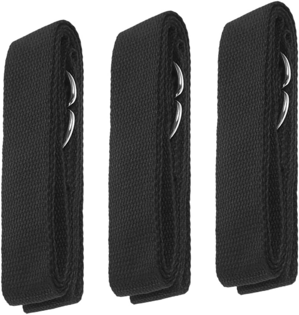 Toyvian 3pcs Adjustable Non Elastic Yoga Straps Durable Workout Bands for Stretching and Flexibility Training Comfortable Webbing Material with Ring Buckle for Home and Gym Use