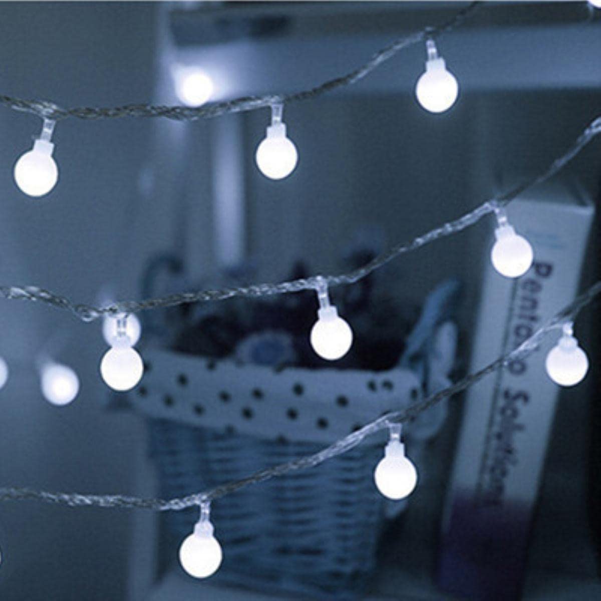 USB/Batteria LED Ghirlanda Luci Stringa di Fata Decorazioni Natalizie per la Casa Vacanze all'aperto Decorazioni per Feste di Nozze Impermeabile-Bianco, 10 m 80 LED, Scatola Batteria