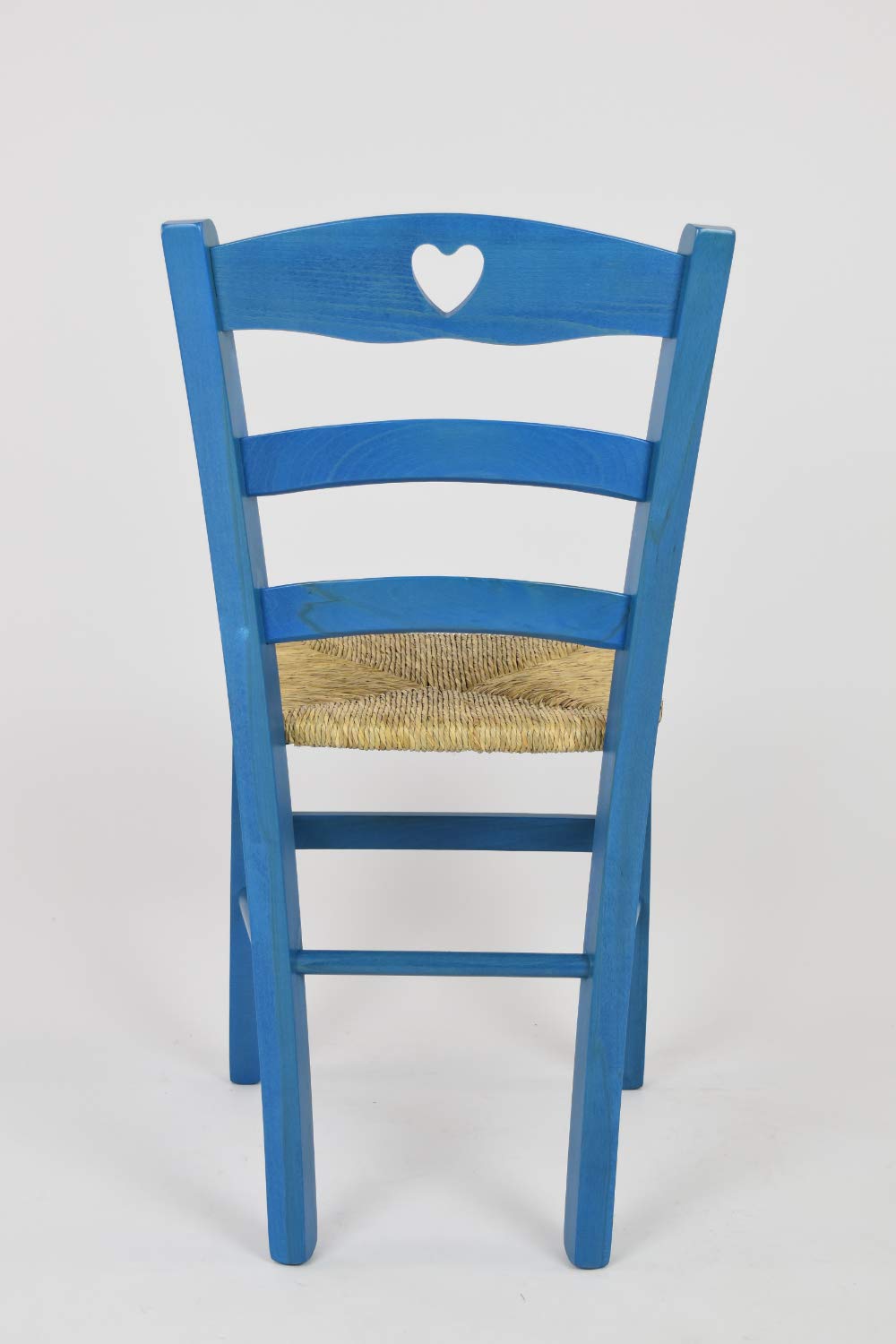 t m c s Tommychairs - estaw 1 krzesła CUORE, struktura z drewna bukowego w kolorze niebieskiej aniliny i siedzisko ze słomy
