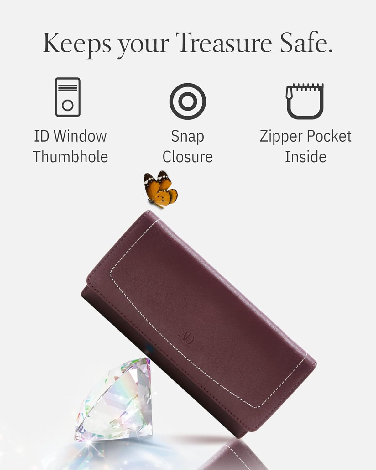 Leather Clutch RFID Wallets For Women - Big Womens Wallet Accordion Purse Organizer Zip Coin Pouch Gifts For Women