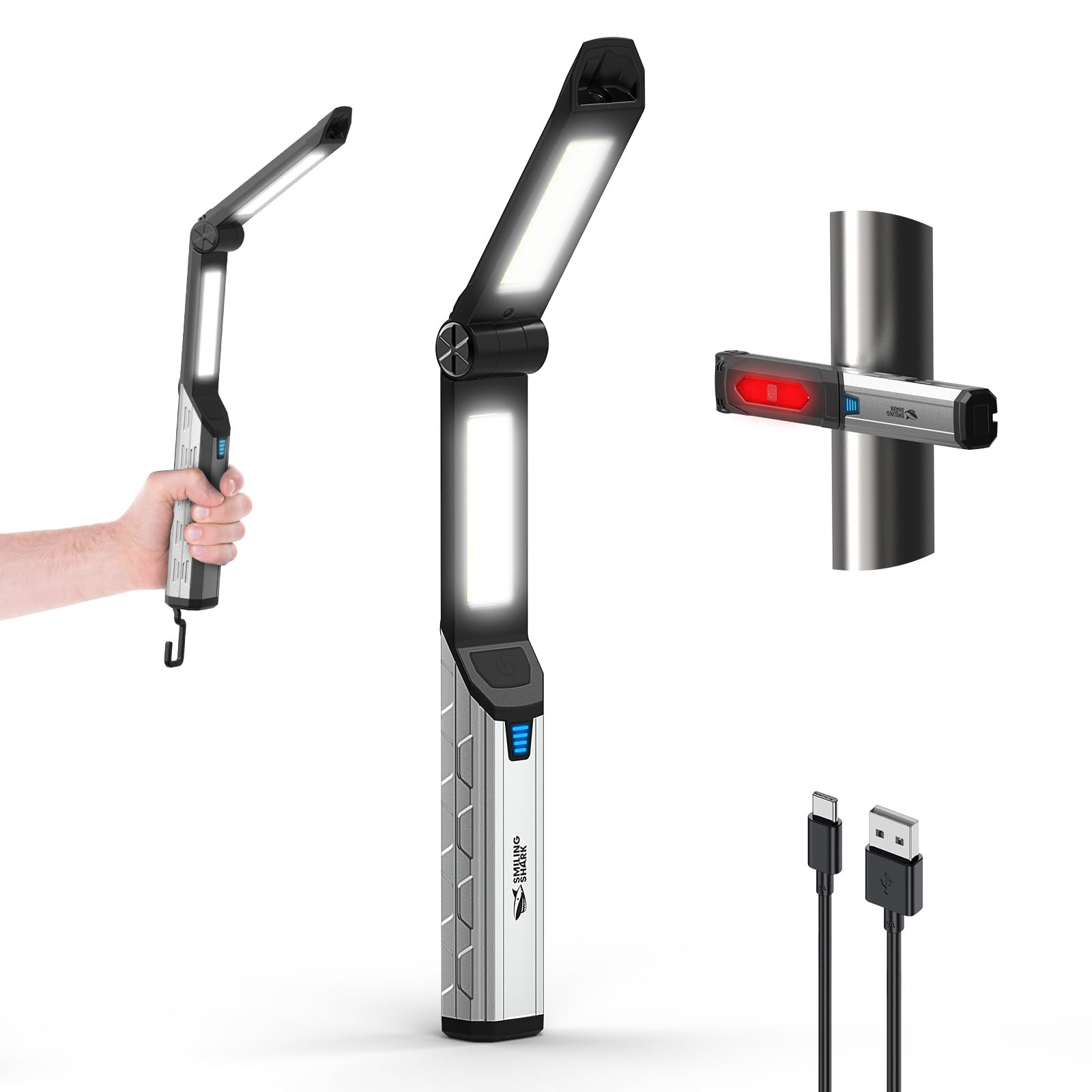 Lampada Lavoro LED Smiling Shark - 18 Modalità Luminose, 4000mAh, Magnetica E Impermeabile - Foto 2