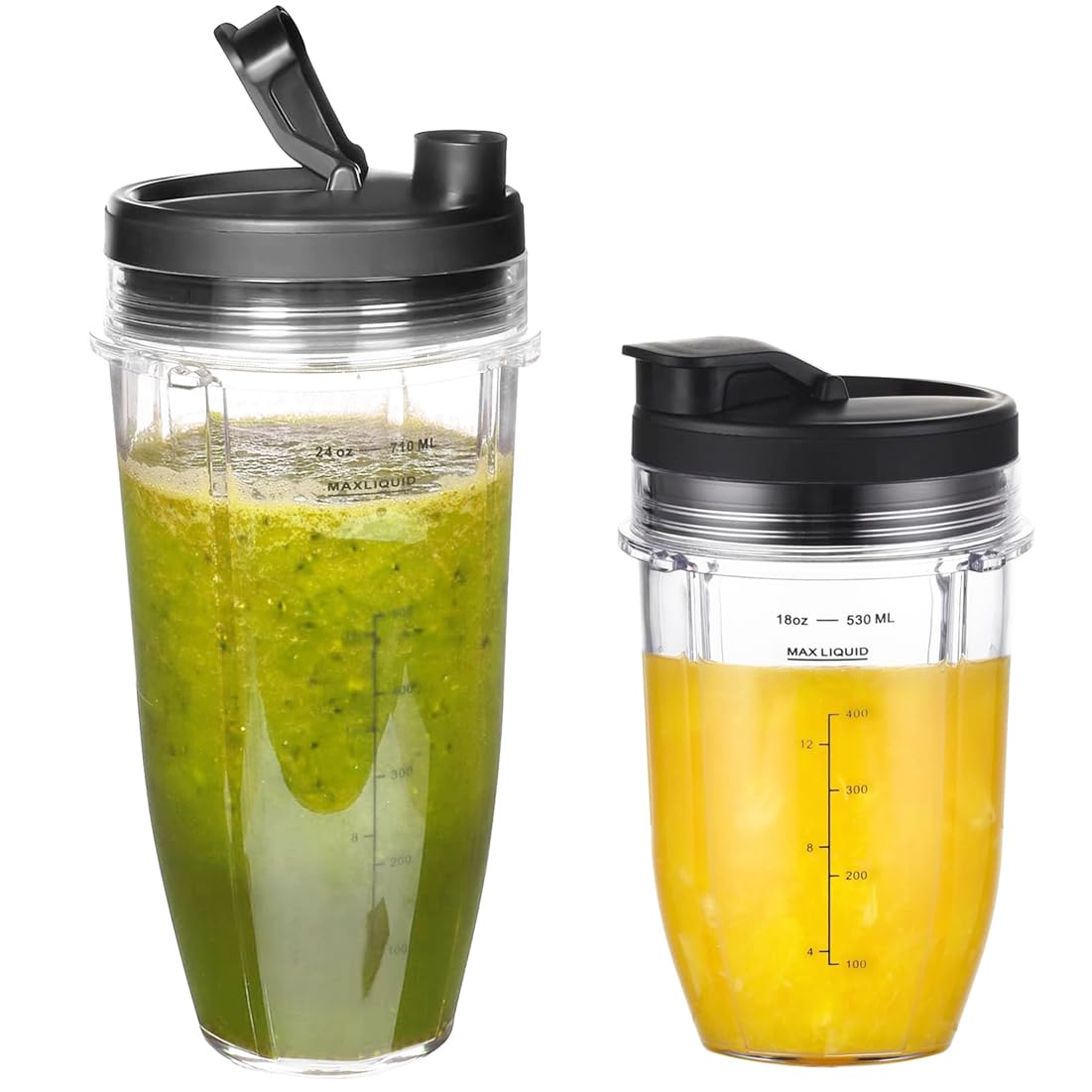 18oz/ 24oz Tazza di Ricambio Compatibile con Ninja Frullatore BN750EU BN495EU BN800EU TB301EU TB401EU CB100EU CB350EU, con 2 Coperchio Pieghevole, Parti di Ricambio Accessorio per Frullatore