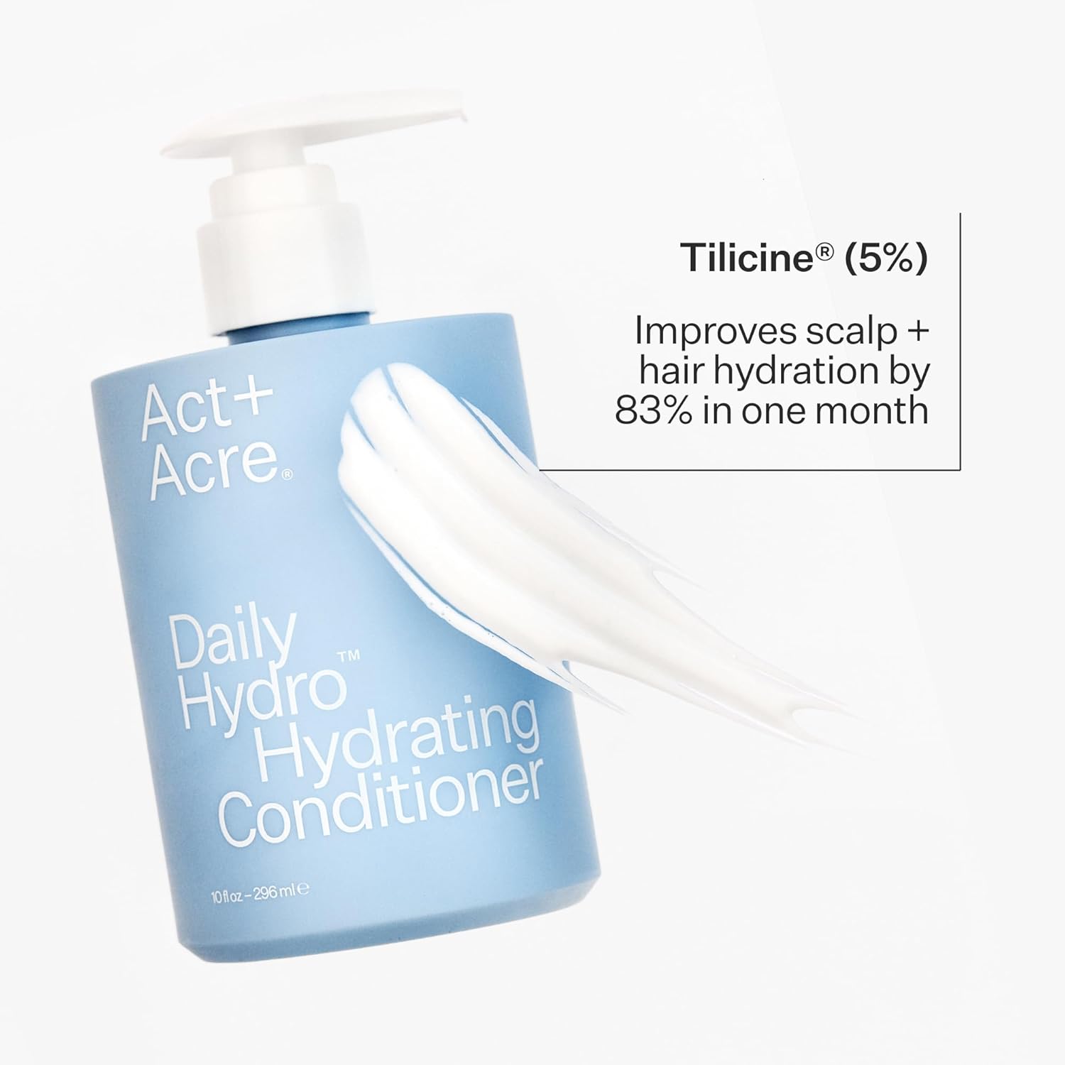 ACT+ ACRE Daily Hydro™ Hydrating Conditioner | Deep Hydration for Dry Hair | 5% Tilicine® + Hyaluronic Acid | Reduces Frizz, Strengthens + Softens | Vegan, Color Safe, Silicone-Free | 10 fl oz