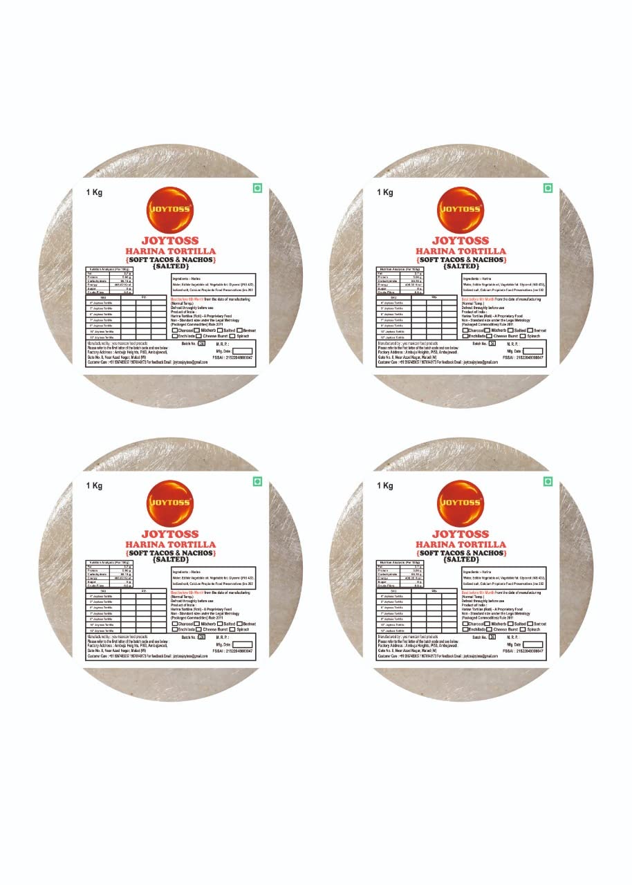 Harina Tortilla Wrap | Fresh Taste & Soft Texture l Best for Wraps, Tacos, Nachos & Rolls l Ready to Eat Healthy Food - Pack of 4 X 25 (SALTED)