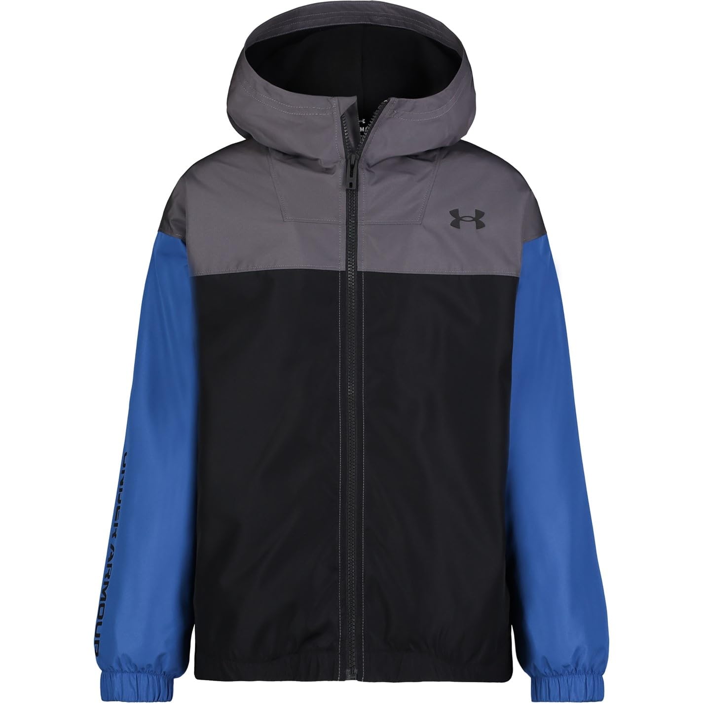 Under Armour Manataug Windbreaker Kids Rain Jacket Boys/Girls, 10 Years-11 Years, Blue/Black