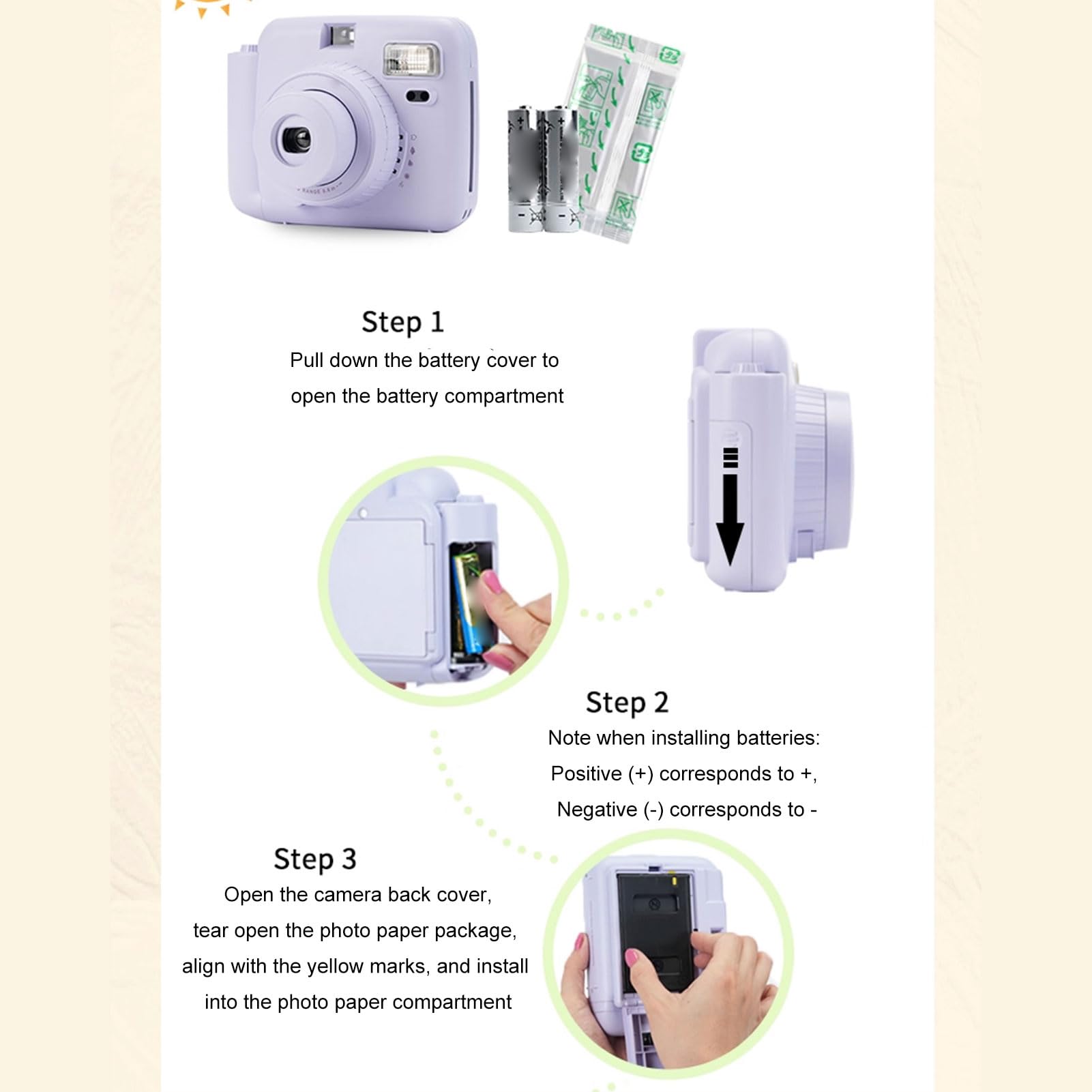 Denash Fotocamera Istantanea Popoto, Flash Automatico dal Funzionamento Semplice con Specchio Selfie e modalità Macro, per Regalo Fotografico di Viaggio con Stampa su Pellicola 62 X 46
