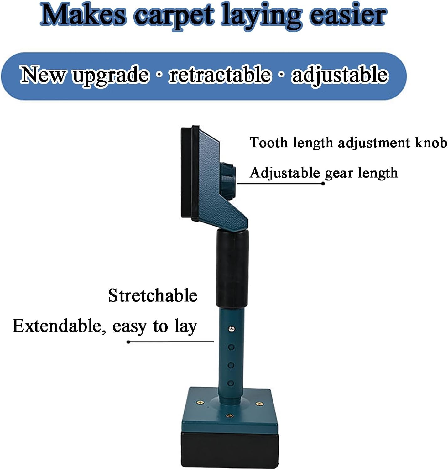 Tendeur De Moquette, Genouillère Pour Moquette, Poignée Réglable En Longueur, Dents En Acier Réglables, Facile À Utiliser, Pour Différents Types De Sous-couches De Moquette, Pose De Moquettes