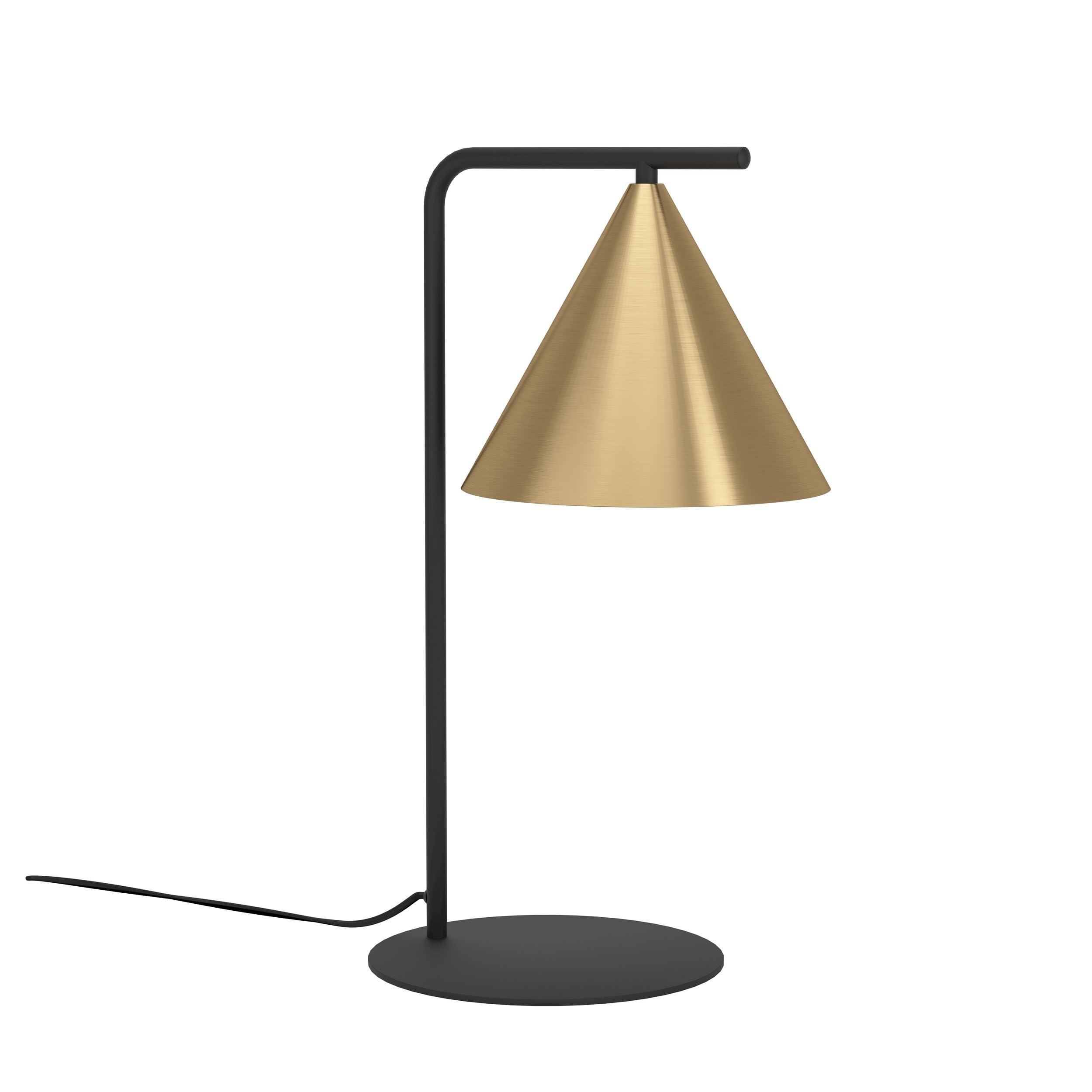 Eglo lámpara de sobremesa Narices, de luz única minimalista, iluminación | de cabecera de metal, latón cepillado, oro, negro, con interruptor, casquillo E27