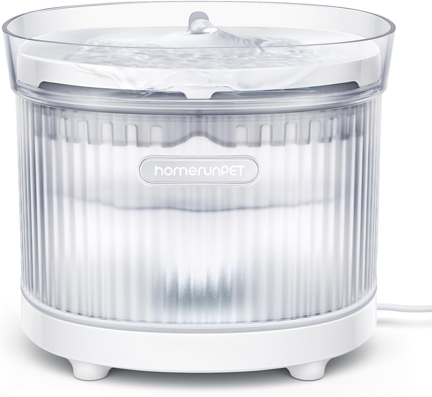 HomeRunPet Cat Water Fountain with Wireless Pump, Porcelain-Tray Pet Water Fountain Indoor, Detachable Design for Easy Cleaning, Ultra Quiet Cat Water Bowl, Filter Included, 2L/68oz