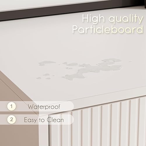 Miniatura 9 de Soporte de TV para TV de 55 a 65 pulgadas, centro de entretenimiento con puerta de bisagra suave, mesa consola de TV con 2 gabinetes con manija