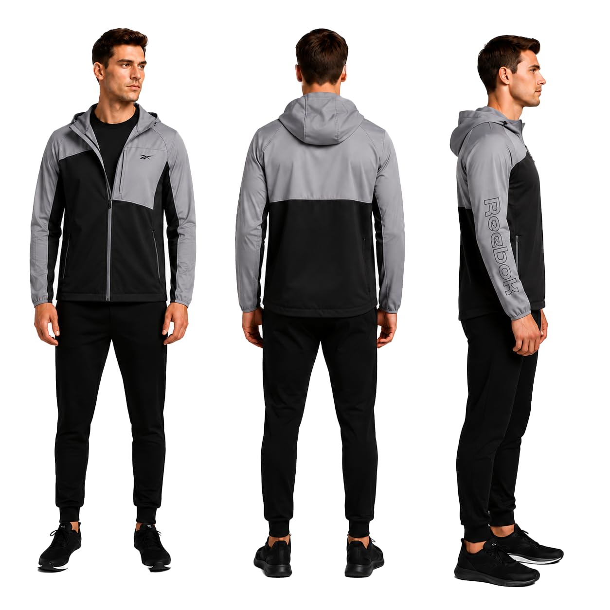 Reebok Sudadera con capucha de sherpa para hombre, rendimiento activo, forro polar, cálida, con forro de sherpa, con cremallera, para hombre