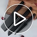 Image of AMENDAS Stainless Steel Professional Kitchen Knife Set, 3-Piece Meat and Chef's Knife with Non-Slip Handle, Manual Sharpening for Home and Restaurant Use, Includes Covers
