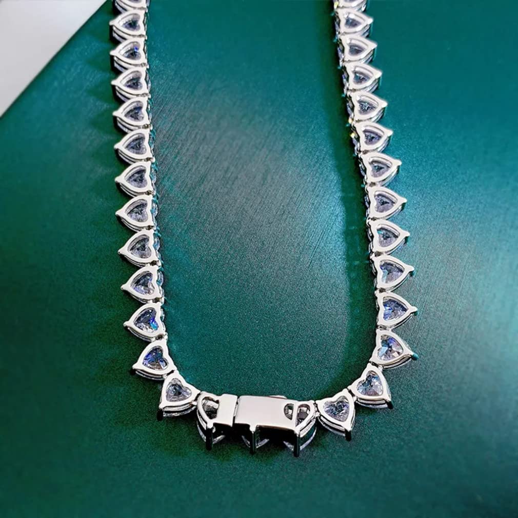 Collar de Cadena de Piedras Preciosas de moissanita con Corte de corazón de Plata de Ley 925 de 6 * 7 MM para Mujer