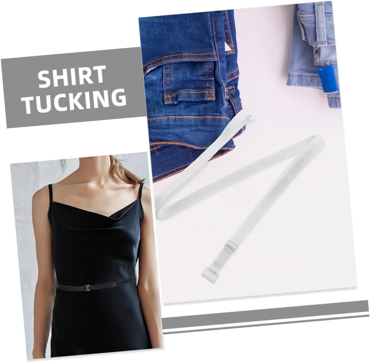 4pcs Adjustable Elastic Tuck Band for Tops Stretch Belt for Pants Jeans Comfortable Waistband Discreet -day Wear Invisible Style for Versatile Outfits
