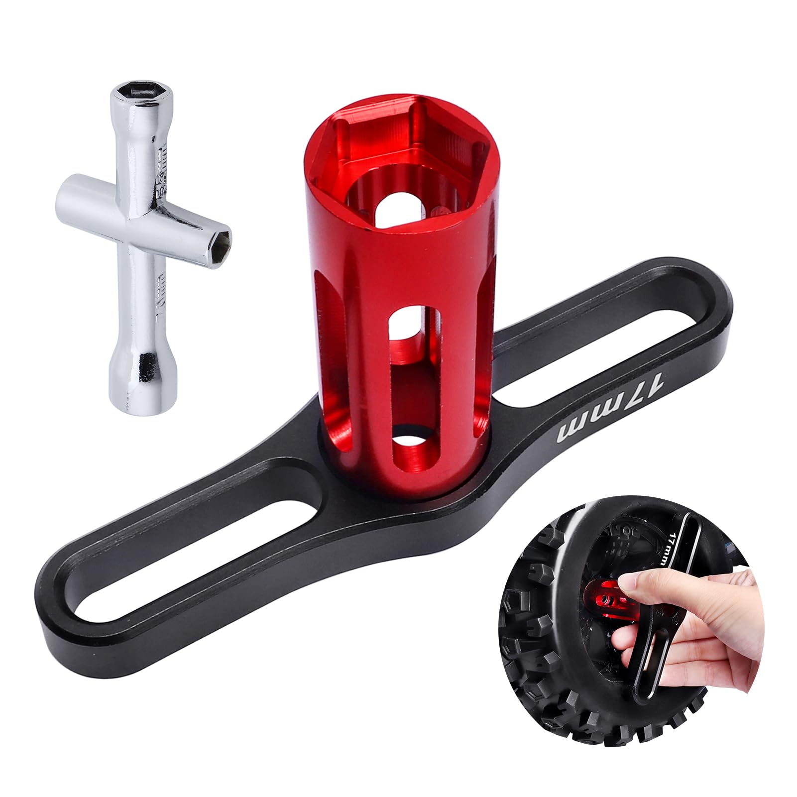 17mm Hex Wheel Nut Wrench &amp; Small Cross Hex Wrench Tool Set for 1/8 1/10 RC Crawler Truck On-road Buggy Motor