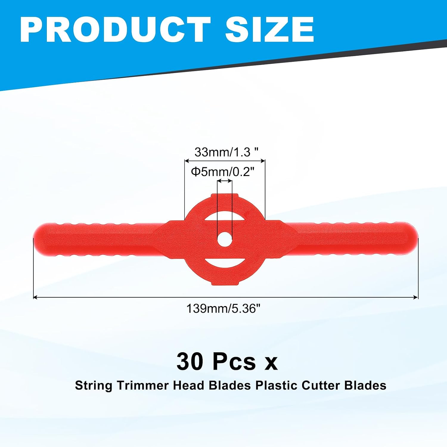 HARFINGTON 30Pcs String Trimmer Head Blades Plastic Weed Eater Replacement Blades for Cordless Grass Trimmer, Red image 2