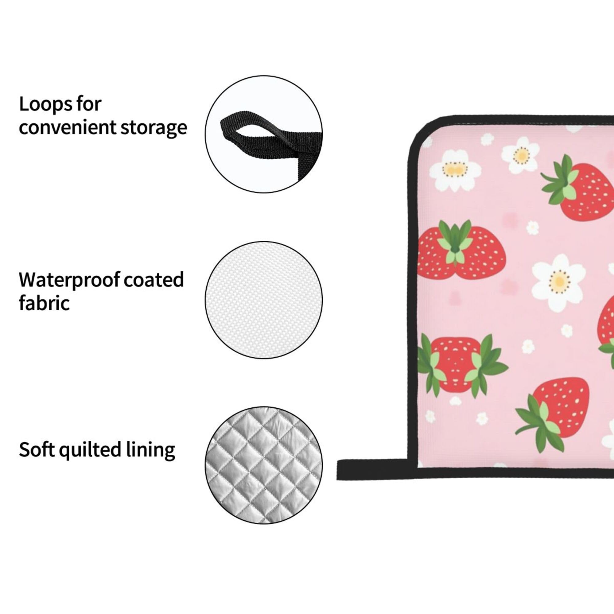 Juego de 4 manoplas de horno y soportes para ollas de fresa, resistentes al calor, guantes de cocina antideslizantes para cocina, hornear, asar a la parrilla