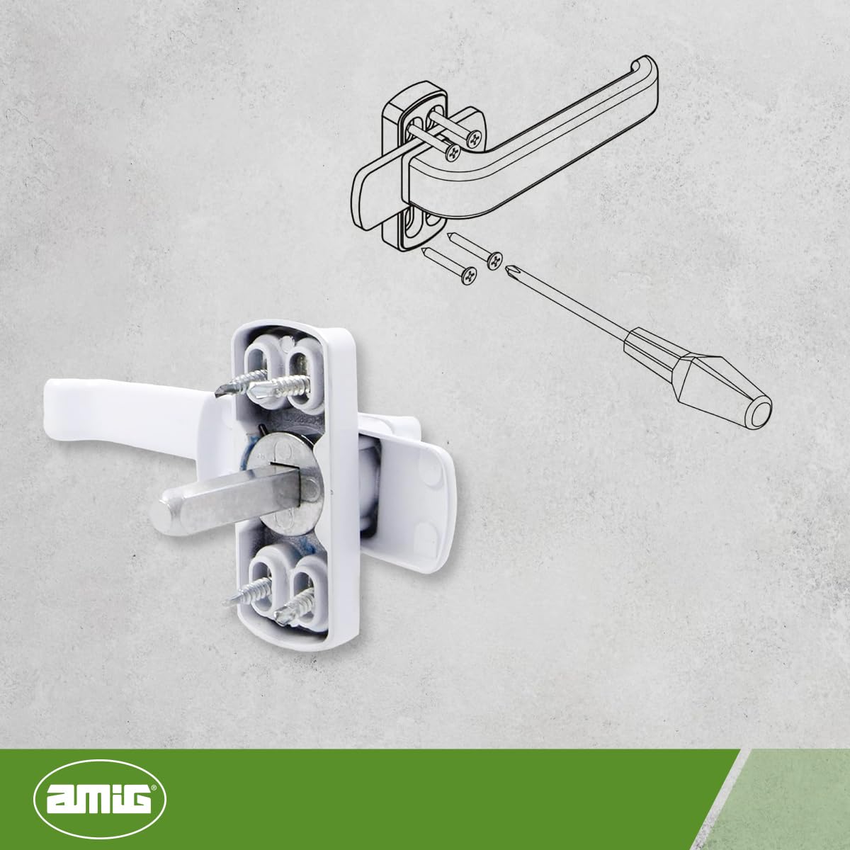 Amig - Juego de Manilla de Roseta Reforzada - Modelo Sendoa - Fabricada en Aluminio - Medida: 125 X 66 mm - Cuadradillo de 8 mm - Blanco