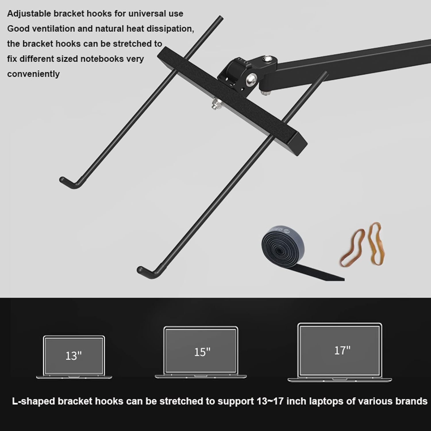 Wall Mount Laptop Stand - Swing/Tilt/Rotate Adjustable Screen Mount for 13-17 inch Laptops