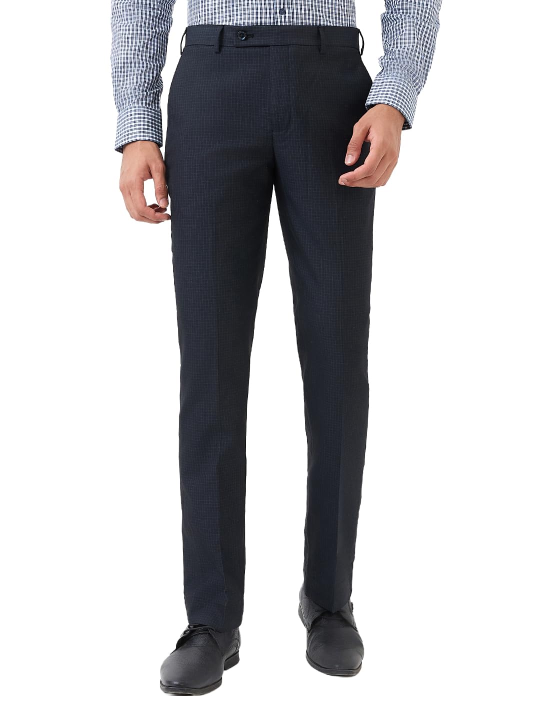 Men Straight Neo Fit Poly Viscose Blend Structure Pattern Flat Front Formal Trouser-image-26