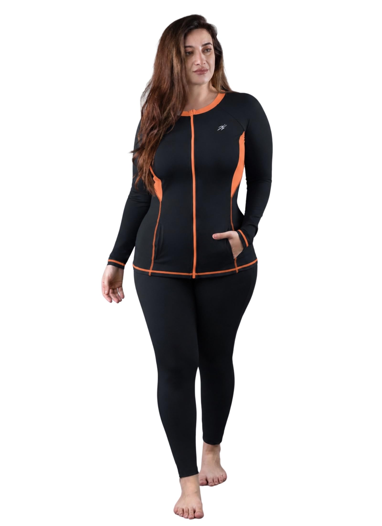 keepfit Women Plus Size Zippered Padded Rashguard Swimset-picture-15