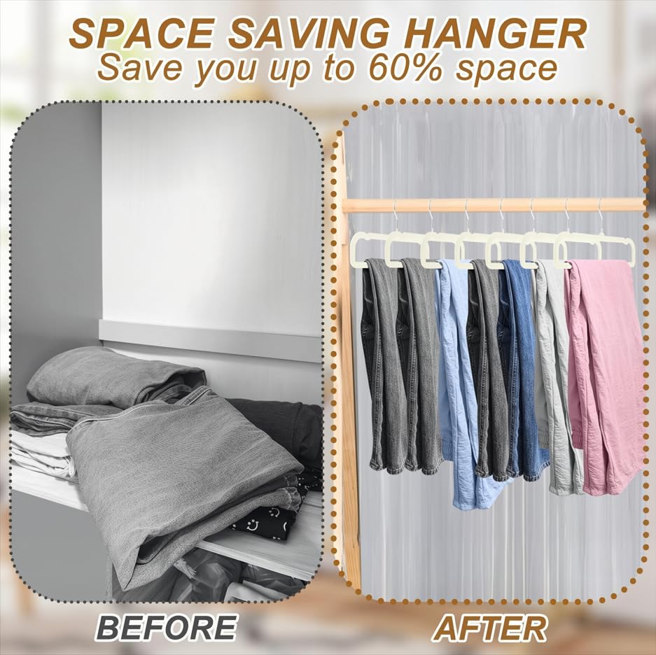 Image of Pants Hangers Space Saving, 12 Pack Velvet Hangers for Closet, Strong Durable Non Slip Slim Clothes Hanger, Ultra Soft Flocked Hanger for Pants, Shirts, Bra, Shorts