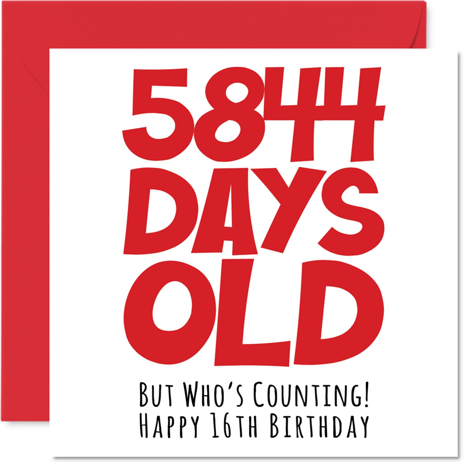 16th Birthday Card for Boys Girls Him Her - 5844 Days Old - Funny Teenager Happy Birthday Card for Brother Sister Son Daughter Cousin, 145mm Humour Joke Greeting Cards