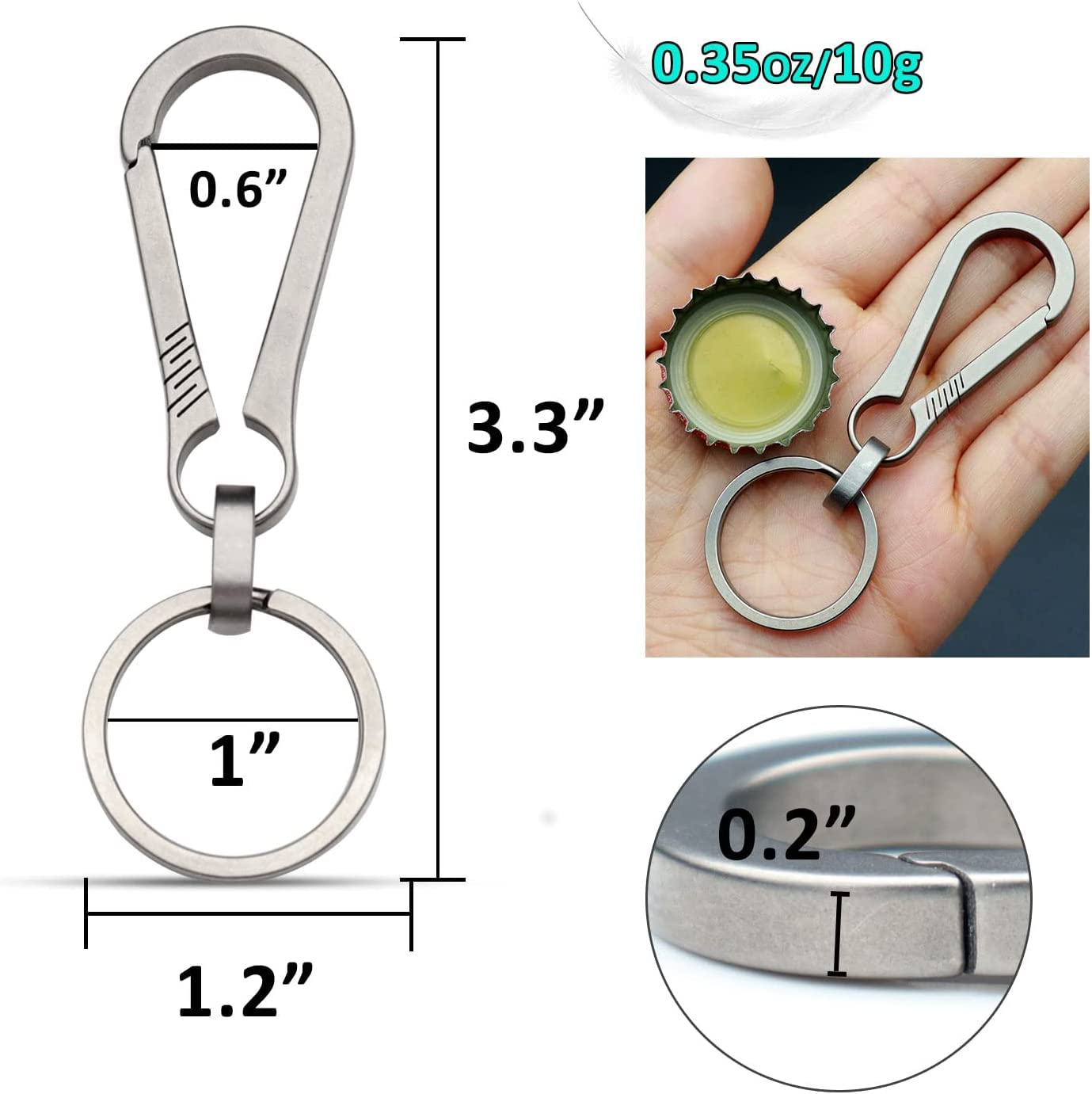 Mousqueton Titane Décapsuleur Porte-clés Camping Randonnée