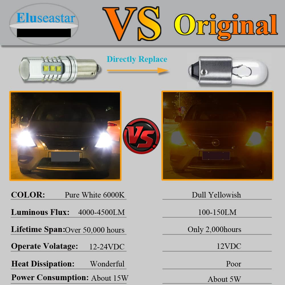Pair Of T4W BA9S Bayonet Error-Free CANBus LED Sidelight Bulbs - Pure White, 12V