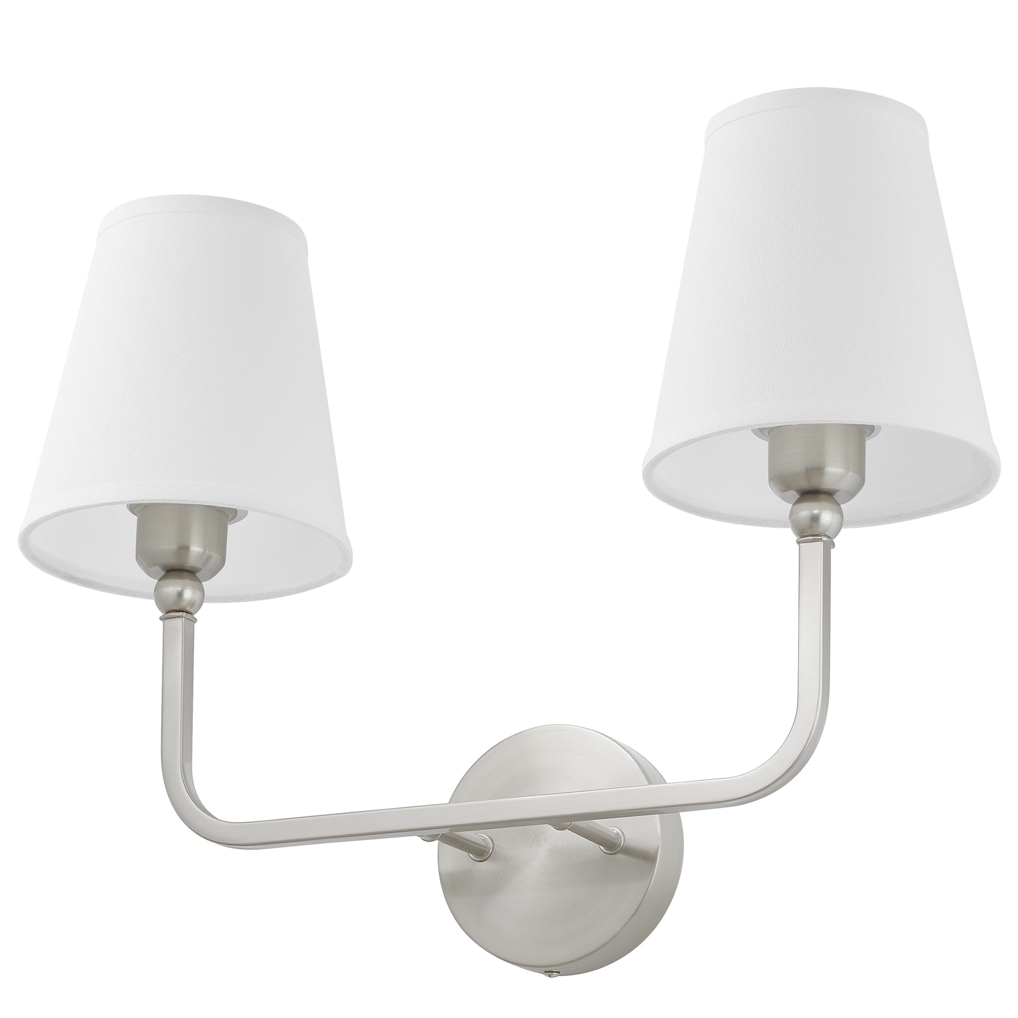 Winbarsign Nickel Wall Sconce with Flared Shade,Mid Century Modern Bathroom Wall Sconce,Wall Sconce with Fabric Shade,Nickel Vanity Wall Light for Living Room,Bedside,Hallway