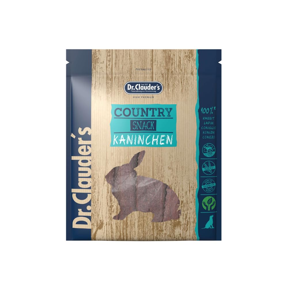 Country Snack Coniglio | Snack di carne per cani | 2 x 170 g | Essiccato | Dr.Clauder's Mangime complementare, per sostenere la normale funzione digestiva, 95% di carne di coniglio, confezione doppia