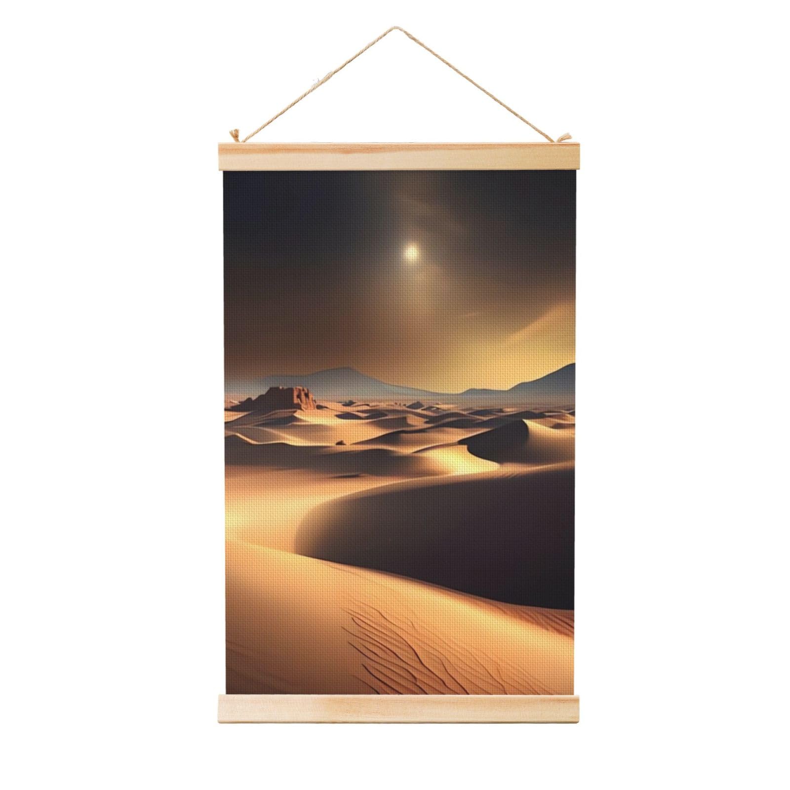 Sahara Desert Posters Wooden Shaft Hanging Poster Canvas Prints Scroll Wall Art Painting Vintage Wall Banner Modern Artwork Decor for Home Decor Ready to Hang 20"x30"