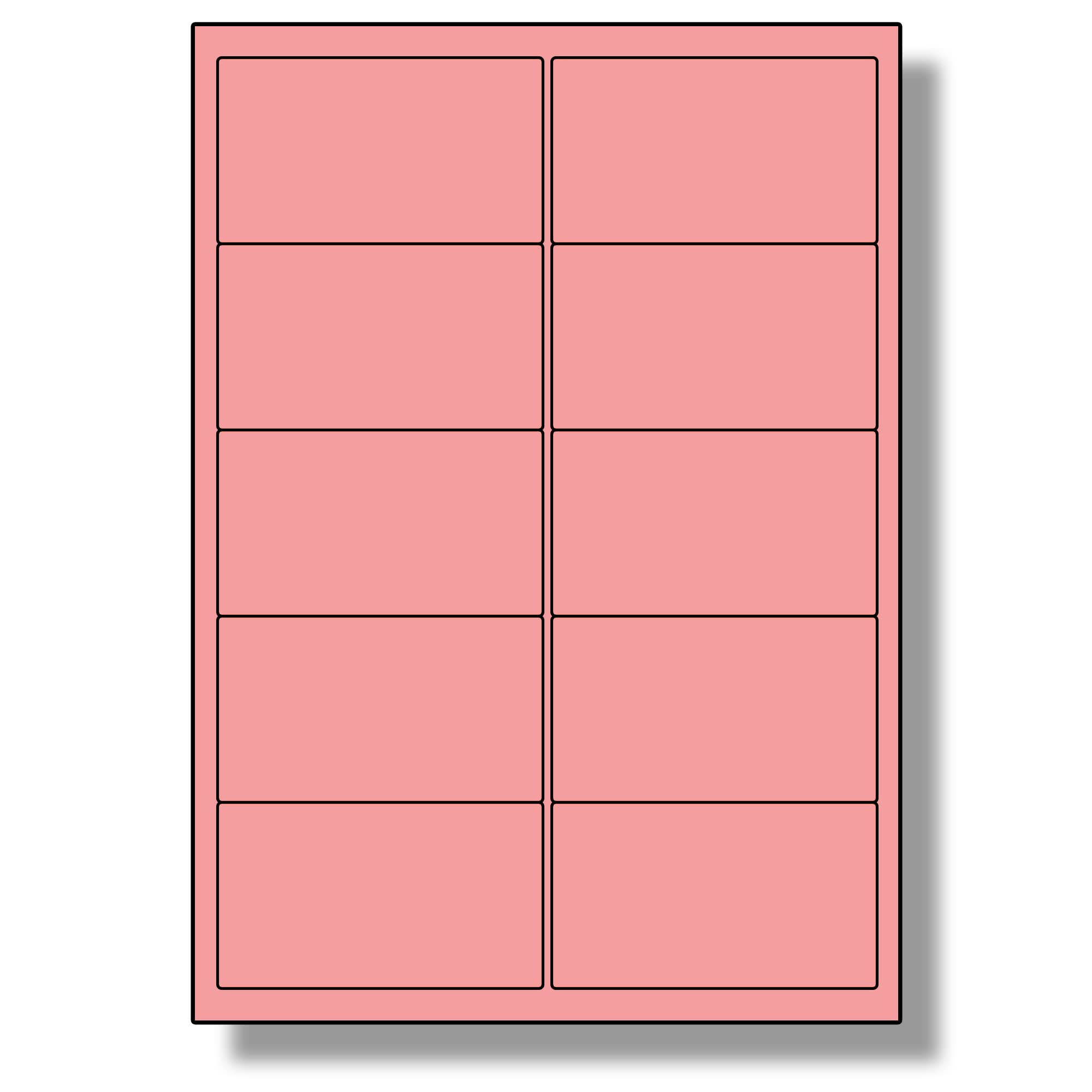 Label Planet® 10 Per Sheet, 5 Sheets (50 Pink Labels). Coloured Paper Labels with Rounded Corners 99.1 x 57mm, LP10/99 C. — image 1