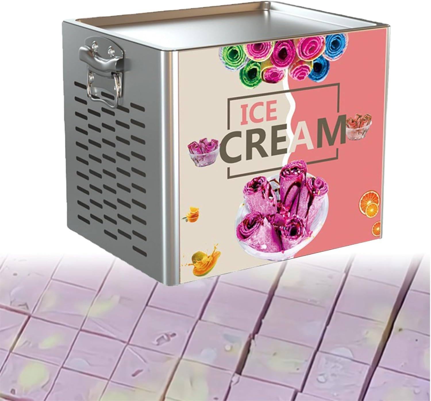 FJYAWEN Rolled Ice Cream Maker with 330w Compressor, 30x24cm Cooling Plate, 90s Fast Cooling to -15°c, Touch Control Countertop Fried Ice Cream Machine, With Defrost Button