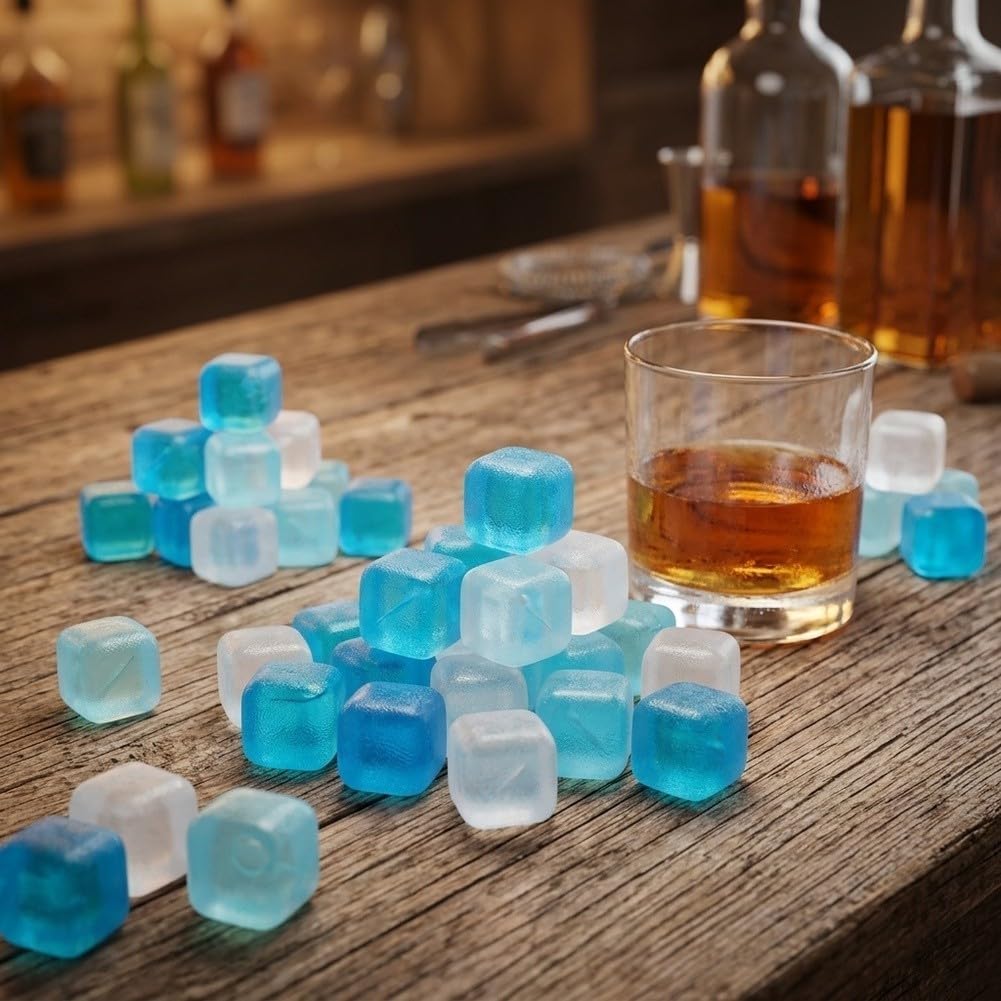 Cubitos de hielo de plástico negro, 100 unidades, resistentes, duraderos